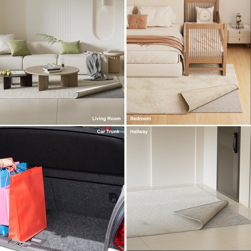 COMFYPAD Felt Rug Pad with Gripper Dots, 2x3 Ft Non-Slip Rug Underpad with PVC Backing, 1/6" Thick Cushioned Carpet Pad Gripper for Hardwood Floors, Vinyl & Tile, Under Rug Padding Floor Protection - Image 5