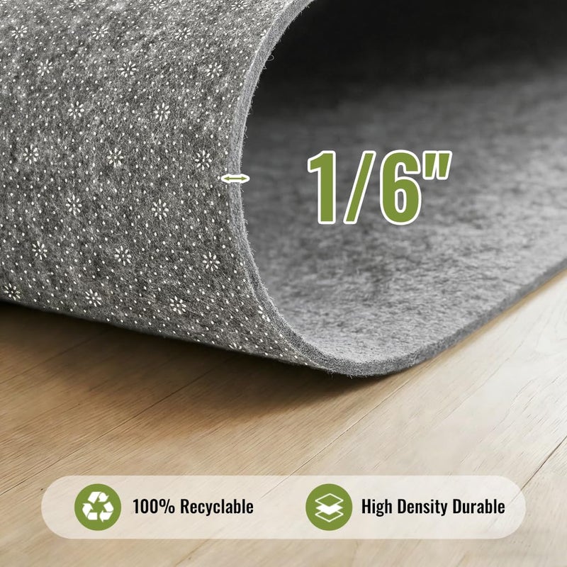 COMFYPAD Felt Rug Pad with Gripper Dots, 2x3 Ft Non-Slip Rug Underpad with PVC Backing, 1/6" Thick Cushioned Carpet Pad Gripper for Hardwood Floors, Vinyl & Tile, Under Rug Padding Floor Protection - Image 2