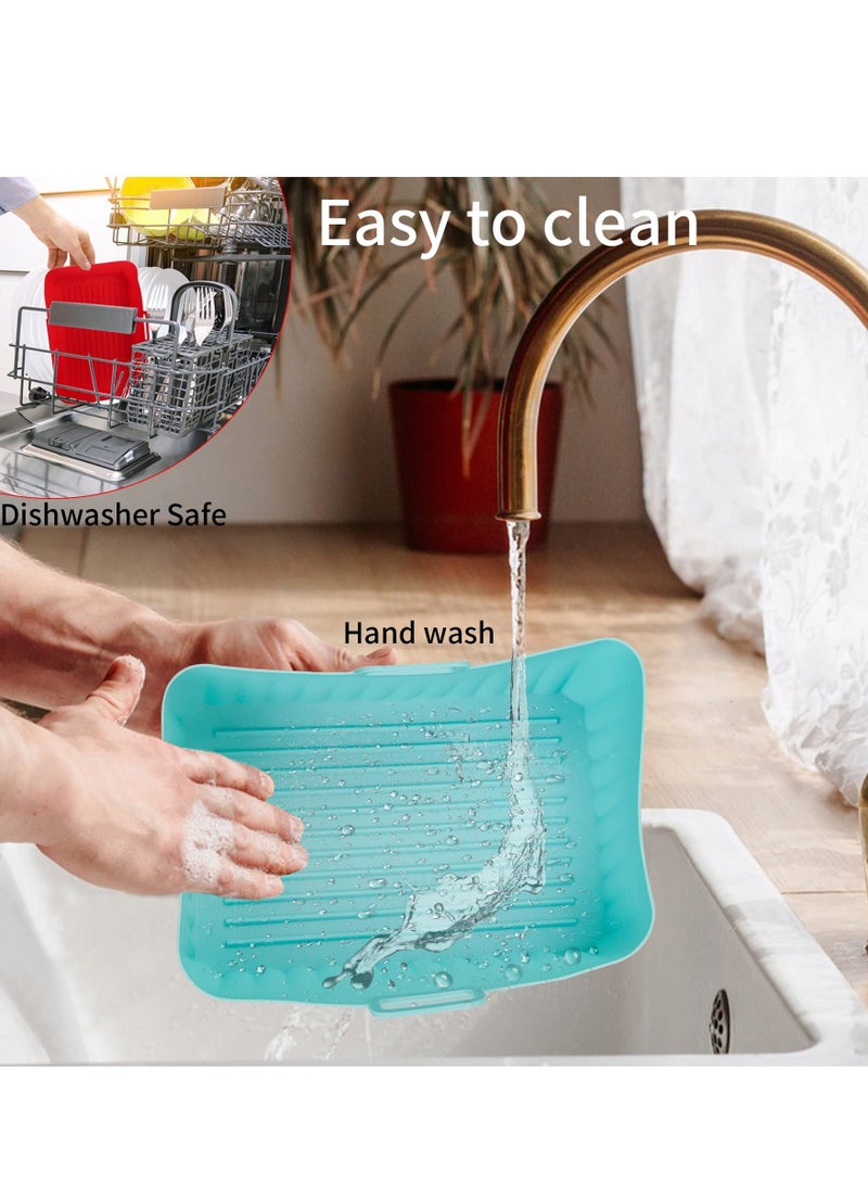 Silicone Air Fryer Liners, 2 Pcs Reusable Air Fryer Liners Square, Food Safe Non Stick Air fryers Basket Oven Accessories with Handles, Food Grade Silicone Baking Tray Pots Fits 4QT - 8QT Air Fryer - Image 5