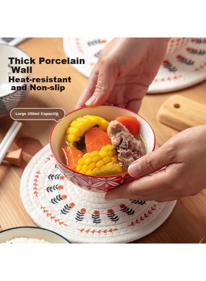 MAX COOK Maxcook Ceramic Bowl Style Bowl 4.5 Inch Ceramic Soup Bowl Rice Bowl Tableware Set 5 Pieces Blue Mctc3651 - Image 3