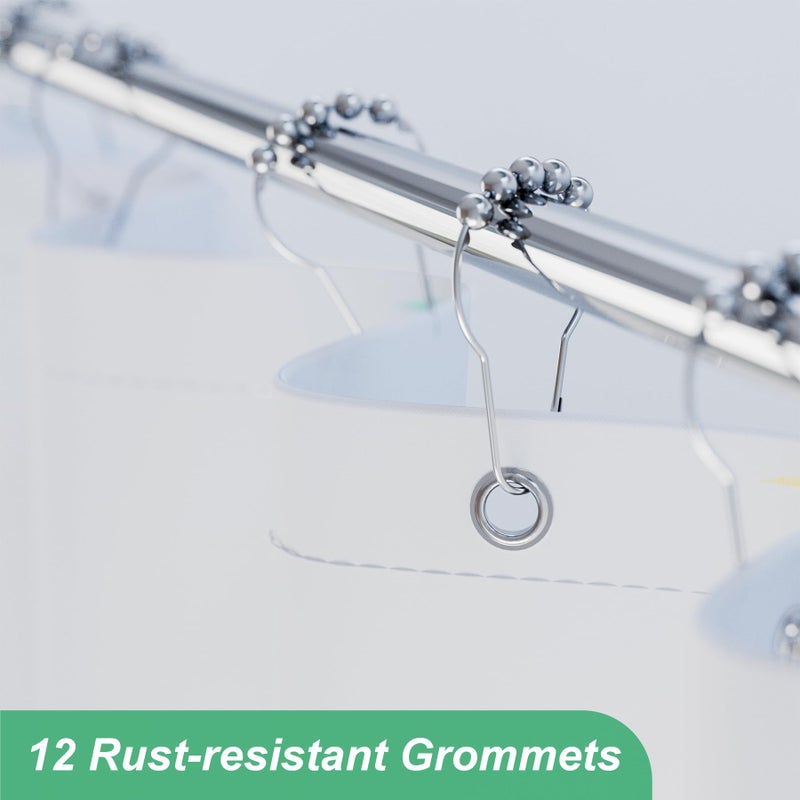 AmazerBath Shower Curtain, Washable Cute Kitty Carnival Cloth Shower Curtain Set with 12 Metal Hooks, Kawaii Waterproof Fabric Black and White Shower Curtain for Kids' Bathroom, 72x72 Inches - Image 5