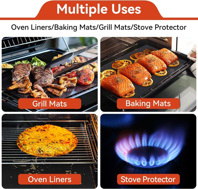 Mimekitchen أغطية لقاع الفرن | مجموعة من 2 قطع من أغطية الفرن الكبيرة والسميكة والمقاومة للحرارة مصنوعة من تيفلون قابلة لإعادة الاستخدام | أغطية فرن غير لاصقة لقاع الفرن الكهربائي أو الغازي أو الميكروويف أو الموقد أو الشواية | سهلة التنظيف - Image 3
