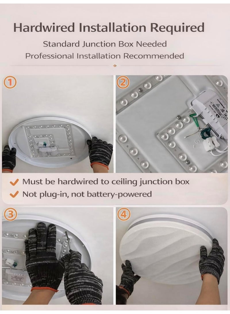 AFN مصباح سقف LED عصري بنقوش زخرفية، مصباح سقف مُثبّت على السطح مناسب لغرف المعيشة والنوم والممرات، وحدة إضاءة موفرة للطاقة مثبتة على السقف للاستخدام المنزلي الداخلي - Image 3