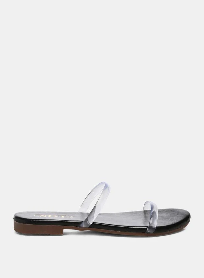جنيست Open Toe Transparent Strap Flat Sandals by Styli