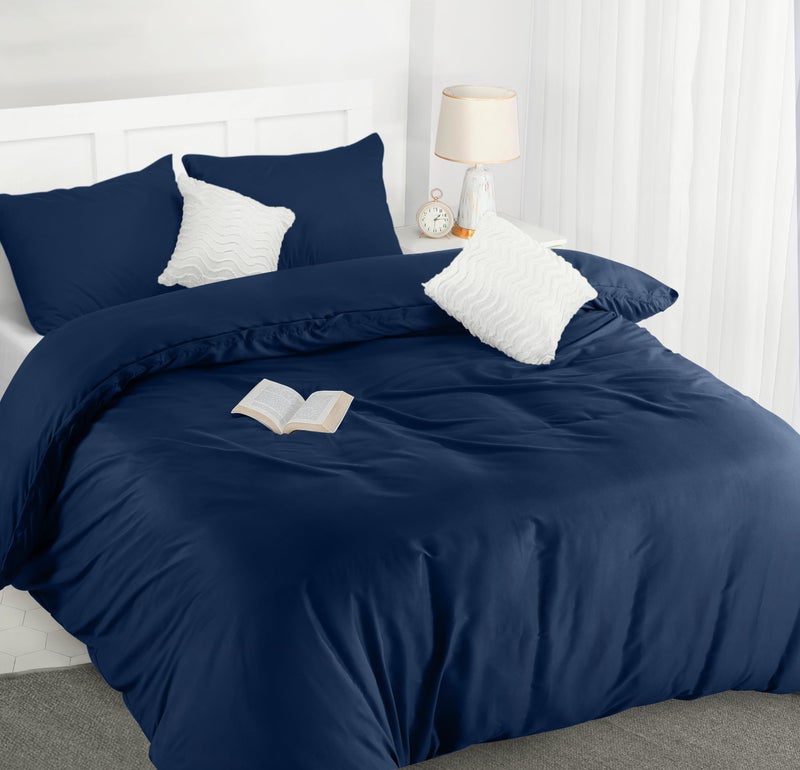 Utopia Bedding King Size Duvet Cover  Soft Microfibre Polyester with Pillow cases  Quilt Cover Set Navy