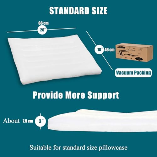 iFaon Ultra Flat Thin Pillows for Sleeping Standard Size, 3" High Slim Bed Pillow for Back Stomach Sleepers Down Alternative Filling Hypoallergenic White 18x26 in - Image 5