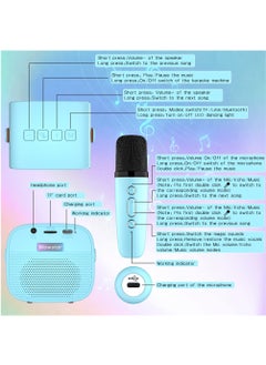 KASTWAVE Wireless Bluetooth Speaker Set, Karaoke Machine for Kids Adults, Portable Handheld Bluetooth Karaoke Machine with 2 Microphones for Kids Adults Home Party Birthday (Blue)  - Image 2