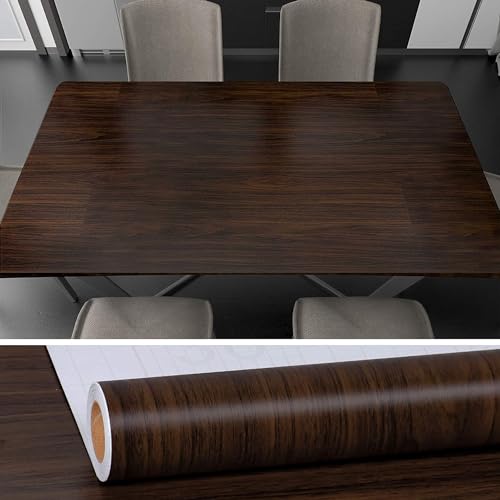 HAPPYMATES Self Adhesive Wood Cinnamon Wood Contact Paper Peel and Stick Wallpaper Removable Vintage Faux Wood Wall Paper Shelf Home Decoration Kitchen (Wood, 1 Ft x 4 Ft) - Image 1