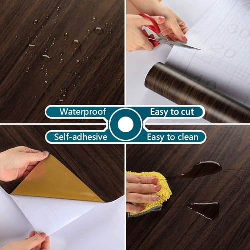 HAPPYMATES Self Adhesive Wood Cinnamon Wood Contact Paper Peel and Stick Wallpaper Removable Vintage Faux Wood Wall Paper Shelf Home Decoration Kitchen (Wood, 1 Ft x 4 Ft) - Image 4