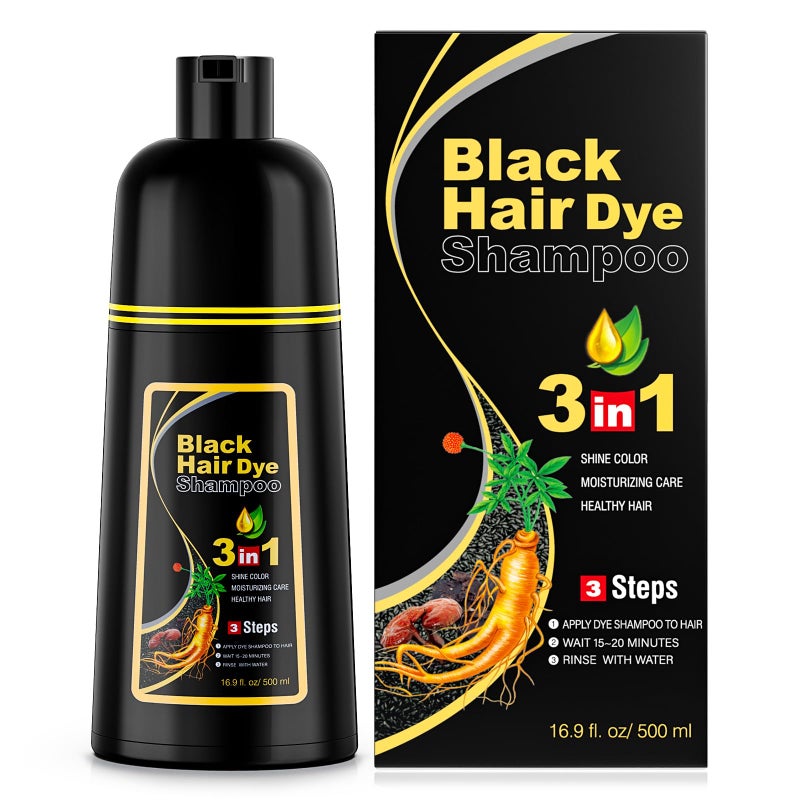 Ivnil Black Hair Dye Shampoo 3 in 1 Hair Color Shampoo for Women  Men for Gray Hair Coverage for Instant Champu Para Canas Mujer