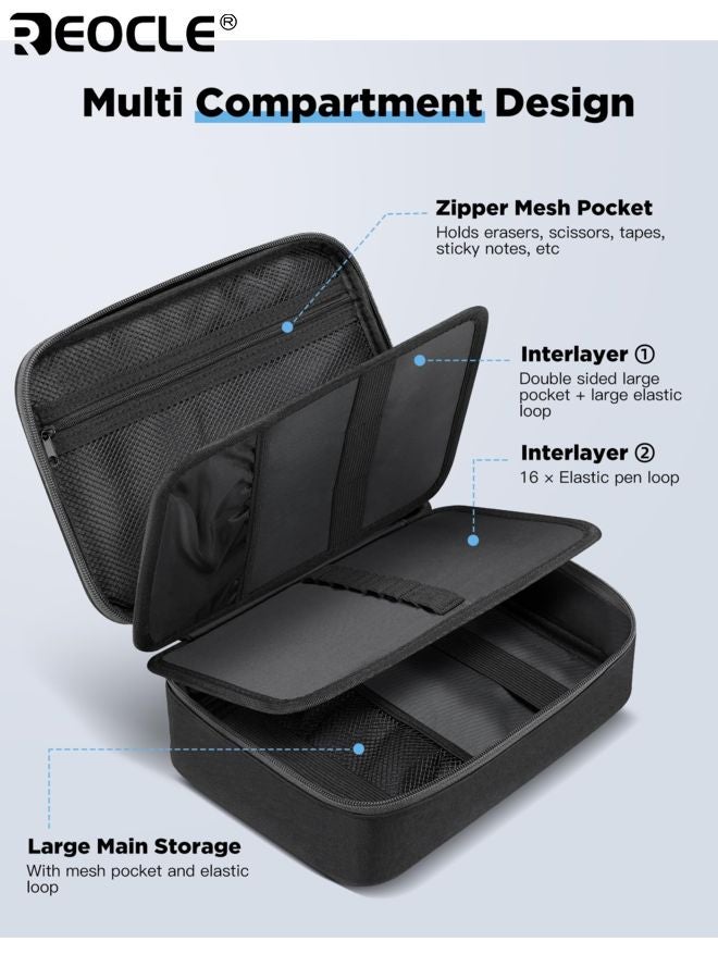 ريوكل حافظة أقلام كبيرة السعة بتصميم متعدد الأقسام وطراز بسيط - منظّم أدوات مكتبية متين لتخزين مستلزمات المدرسة والمكتب والفن - Image 4