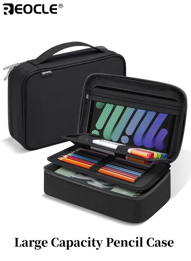 ريوكل حافظة أقلام كبيرة السعة بتصميم متعدد الأقسام وطراز بسيط - منظّم أدوات مكتبية متين لتخزين مستلزمات المدرسة والمكتب والفن - Image 1