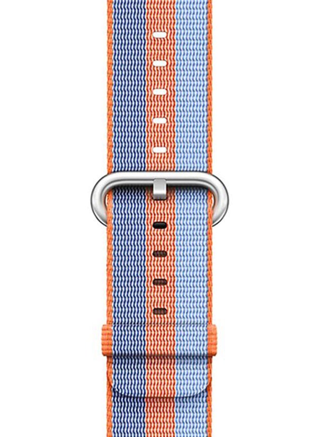 NIBEMINENT Woven Nylon Replacement Strap Band For Apple Watch Series 3/2/1 Blue/Orange - Image 3