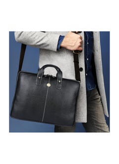 HAMMONDS FLYCATCHER HAMMONDS FLYCATCHER Genuine Leather Office Bag for Men - 15.6 Inch Laptop Bag for Men, Professional Leather Bag for Men - Adjustable Straps and Multiple Compartments - 1 Year Warranty - Black  - Image 2