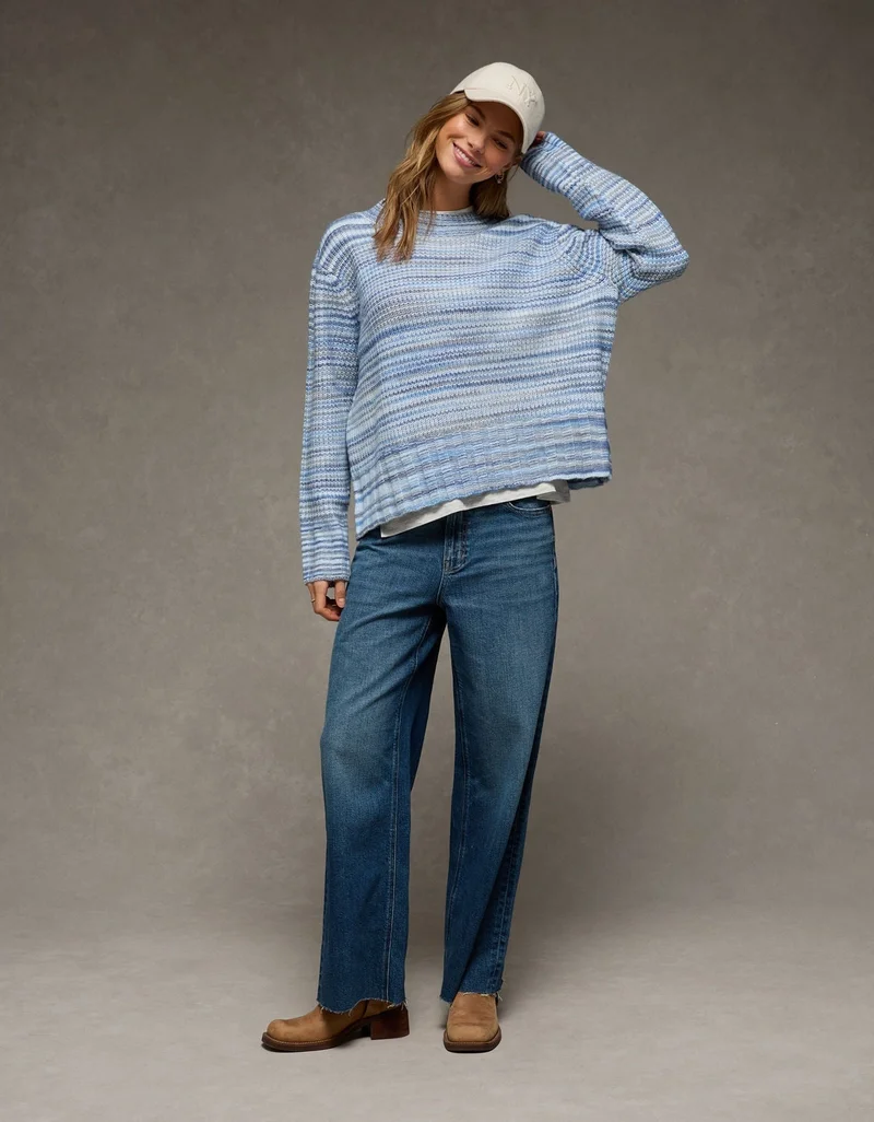 American Eagle  AE Oversized Faux Mohair Wide Cuff Sweater for Women | Best Price UAE