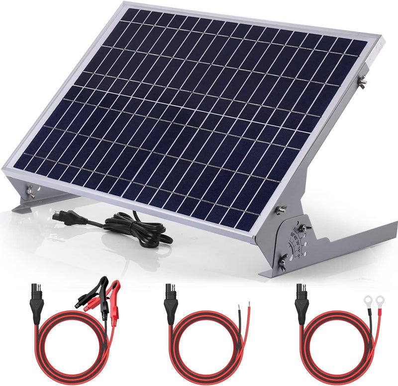 SUNER POWER 30W 12V Solar Battery Charger Maintainer, Built-in Smart MPPT Charge Controller, Adjustable Mount Bracket, Waterproof 30 Watt Solar Panel Kits for Car Automotive Boat Marine RV Trailer - Image 1