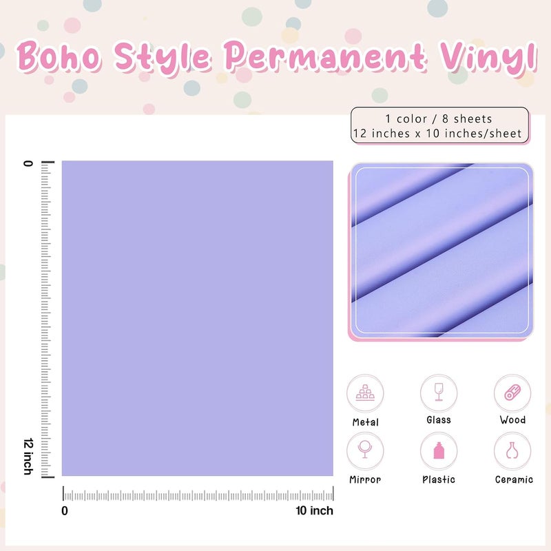 Tintnut Boho Permanent Vinyl - 8 Sheets 12"x10"Medium Purple Adhesive Vinyl Sheets Purple Self Sticker Water proofing Vinyl Compatible with Cricut Or Silhouette - Image 2