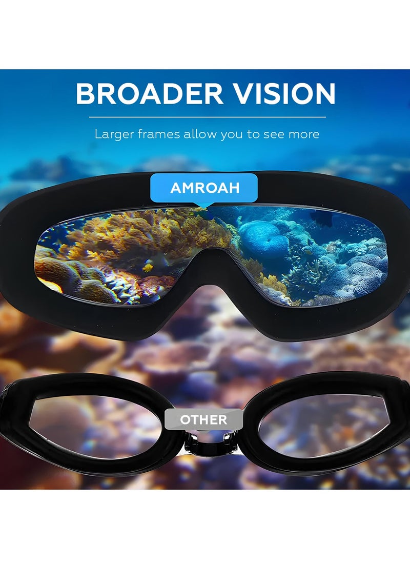 AMROAH - Swim Goggles Polarized Wide View Anti Fog UV Protection with Adjustable Strap, Leakproof Swimming Goggles No Leakage Clear Vision Easy for Adults Men Women Teenagers Open Water Pool - Image 1