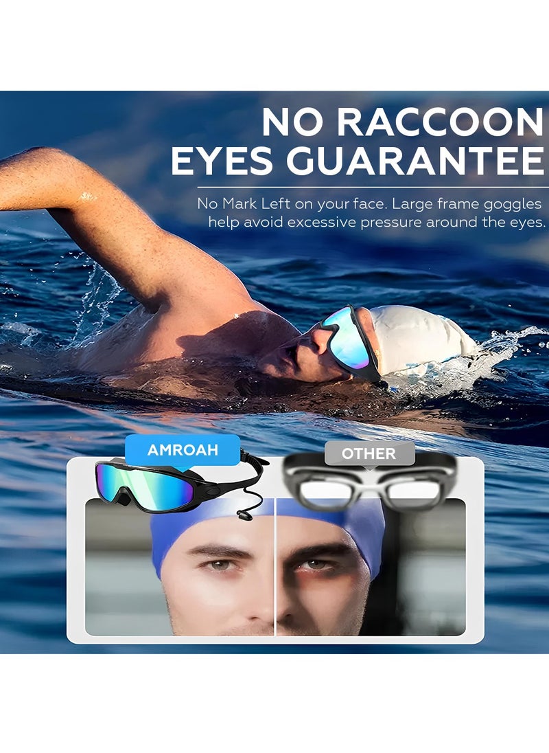 AMROAH - Swim Goggles Polarized Wide View Anti Fog UV Protection with Adjustable Strap, Leakproof Swimming Goggles No Leakage Clear Vision Easy for Adults Men Women Teenagers Open Water Pool - Image 1