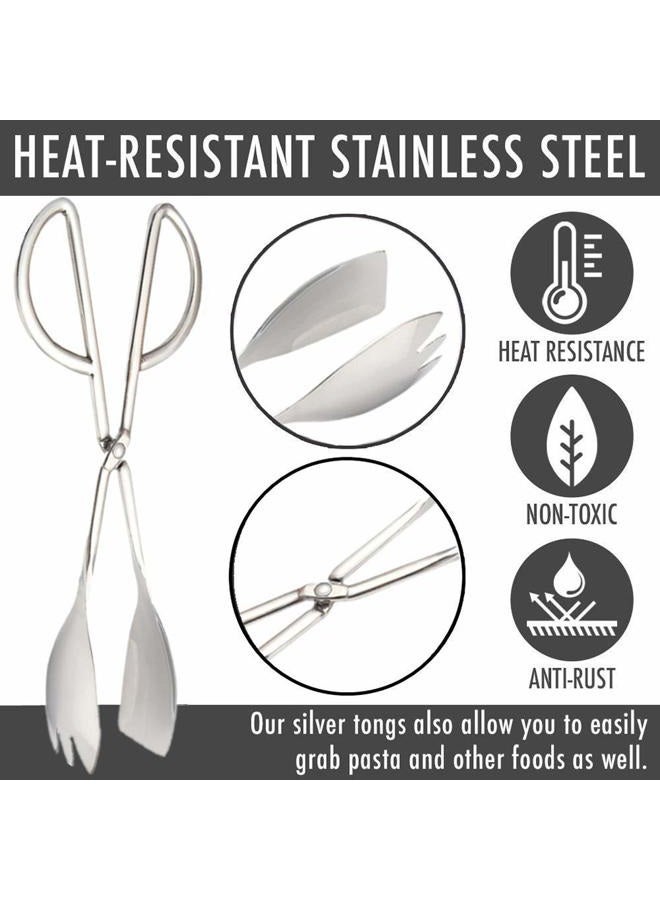 TOONEV Buffet Tongs Salad Tongs Food Tongs Desserts Tongs Kitchen Tongs Stainless Steel Catering Serving Tongs Cake Tongs Bread Tongs (Set of 2，10.3”） - Image 2