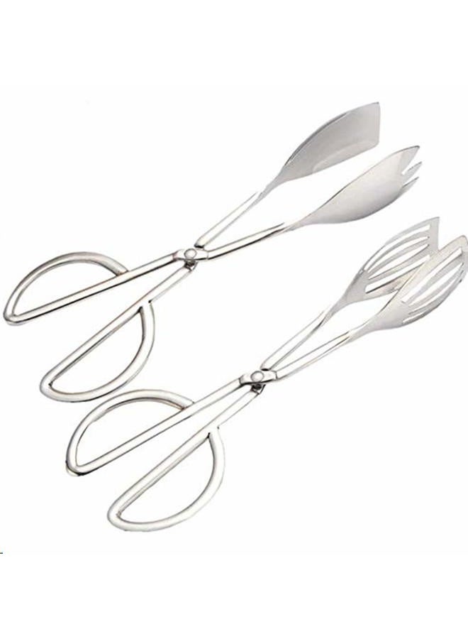 TOONEV Buffet Tongs Salad Tongs Food Tongs Desserts Tongs Kitchen Tongs Stainless Steel Catering Serving Tongs Cake Tongs Bread Tongs (Set of 2，10.3”） - Image 1