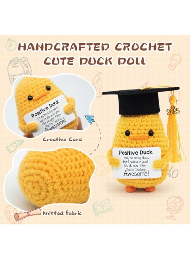 مجموعة هدايا التخرج دفعة 2025، بطة ملهمة إيجابية بقبعة وبطاقة تهنئة، دمية بطاطا محبوكة لطيفة، تذكار فريد، هدية مميزة للخريجين والأصدقاء - Image 2