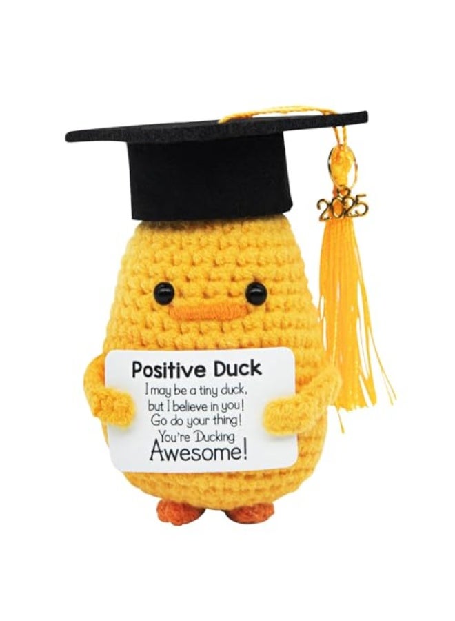 مجموعة هدايا التخرج دفعة 2025، بطة ملهمة إيجابية بقبعة وبطاقة تهنئة، دمية بطاطا محبوكة لطيفة، تذكار فريد، هدية مميزة للخريجين والأصدقاء - Image 1