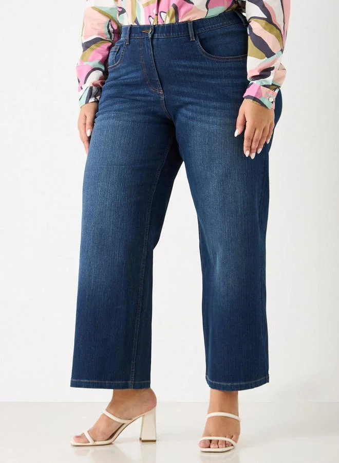 Ulla Popken Plus Size Ulla Popken Regular Fit Jeans with Pockets