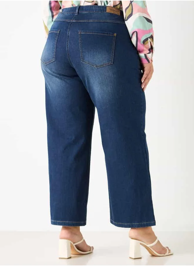 Ulla Popken Plus Size Ulla Popken Regular Fit Jeans with Pockets