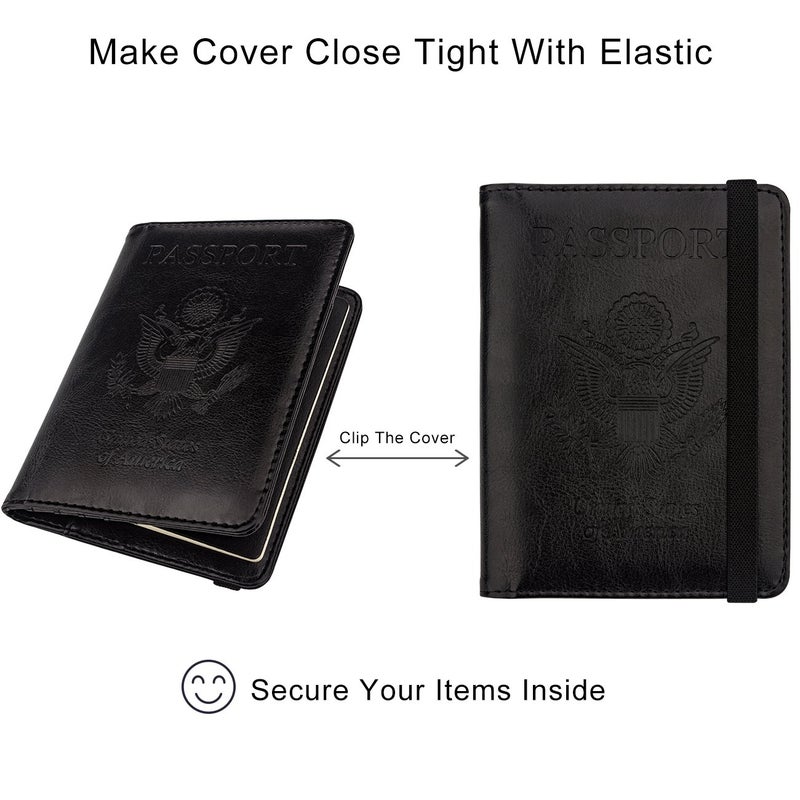 WALNEW Passport Holder for Travel, RFID Passport Cover Wallet for Women Men, PU Leather Passport Book Card Holder Case with Pen, Travelling Essentials for Flying - Image 5