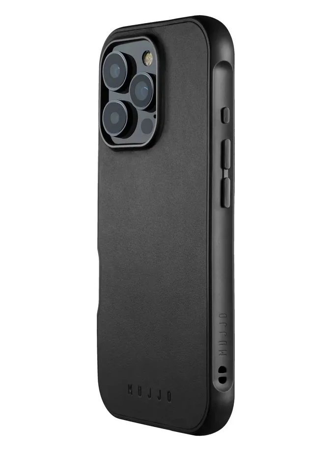 Mujjo Mujjo Shield Case for iPhone 16 Pro - Enhanced Impact Protection, Superior Durability, Premium European Leather, MagSafe-Compatible, Sustainable Design, Elegant - Black Color