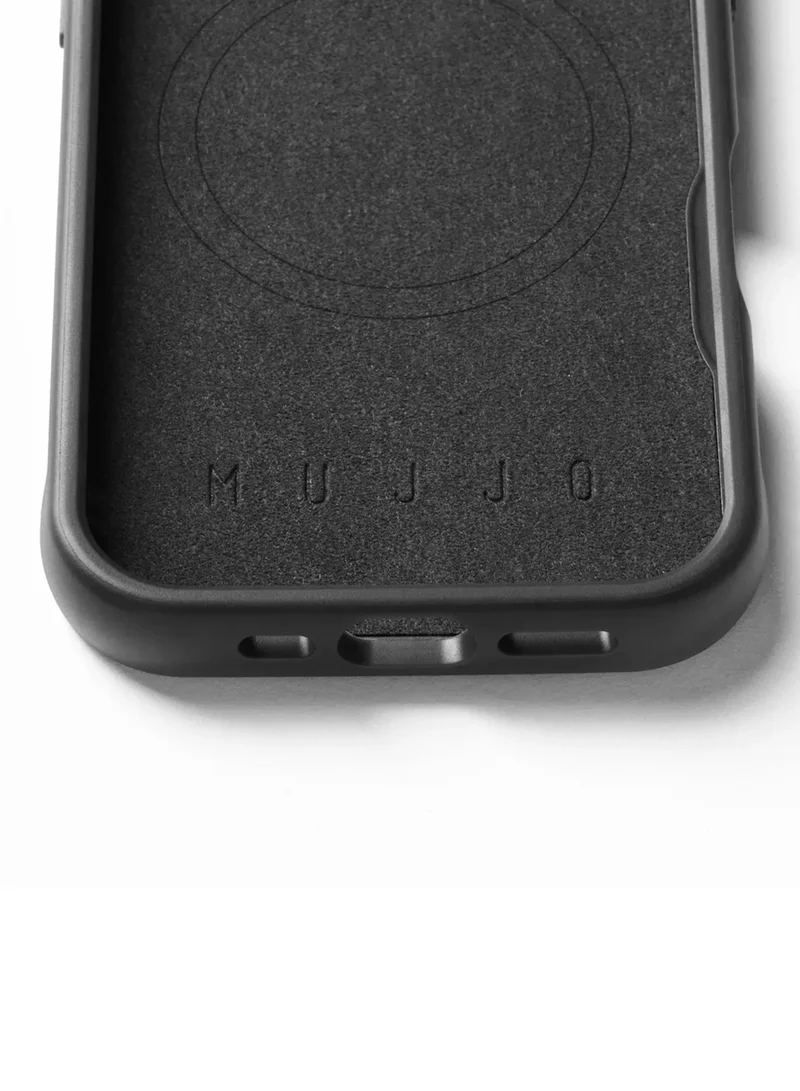 Mujjo Mujjo Shield Case for iPhone 16 Pro - Enhanced Impact Protection, Superior Durability, Premium European Leather, MagSafe-Compatible, Sustainable Design, Elegant - Black Color