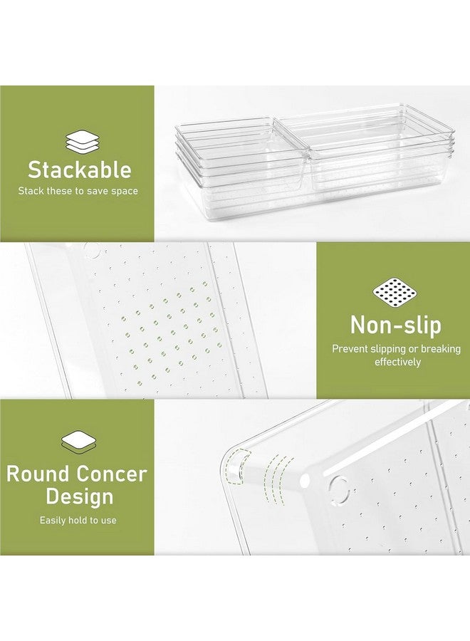Kuber Industries Kuber Industries (6 Piece Set) Storage Organizer (3x9 Inch) Kitchen & Makeup Organizer Tray Set | Drawer Divider Tray | Multi-Purpose Desk Organizer | Stationery Organizer | Transparent  - Image 4