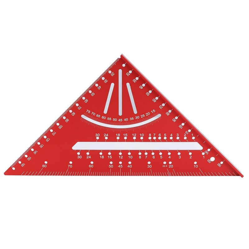 Red Aluminum Alloy Right Angle Ruler Protractor Square For Metalworking Woodworking - Image 1