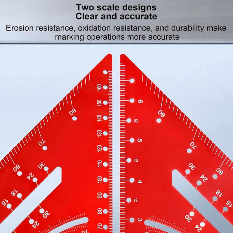Red Aluminum Alloy Right Angle Ruler Protractor Square For Metalworking Woodworking - Image 5