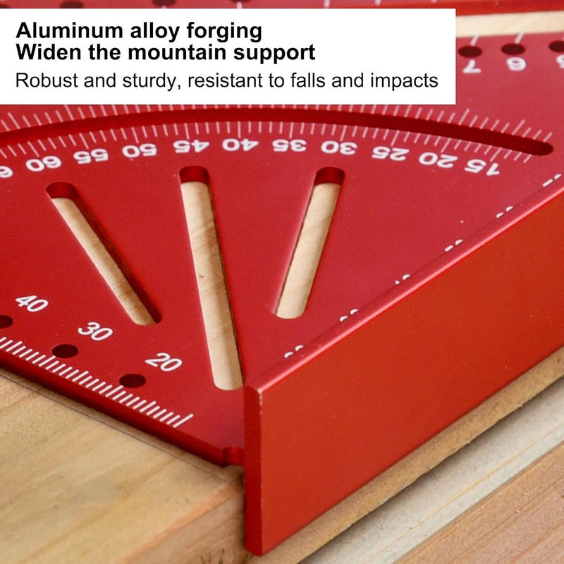 Red Aluminum Alloy Right Angle Ruler Protractor Square For Metalworking Woodworking - Image 4