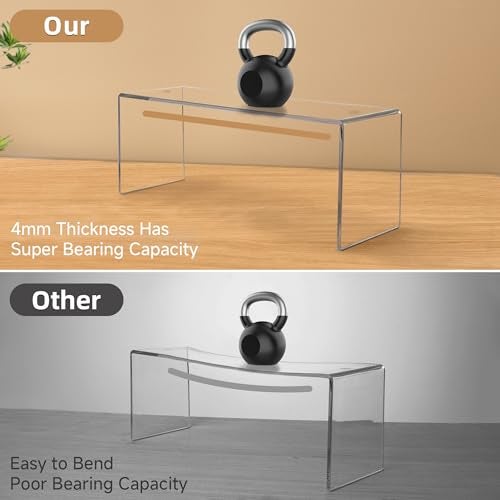Aminigram 12 Pack Large Acrylic Risers Display Stands,Perfume Organizer Stand, Clear Acrylic Shelf for Show Decor Display, Toys, Cupcake and More(12.4 x 4 x 4.6 inches) - Image 4