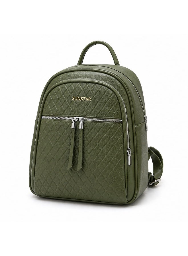SUNSTAR Quilted Leather Backpack – Stylish Multi-Color Premium Travel & Daily Use Bag