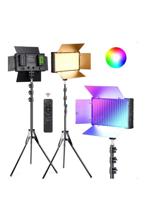 600 RGB LED Studio Video Light – 40W Full Color Output – AC/Battery Powered (Batteries Not Included) – 2m Tripod Stand – Remote Control – Ideal for Photography, Makeup & Filming