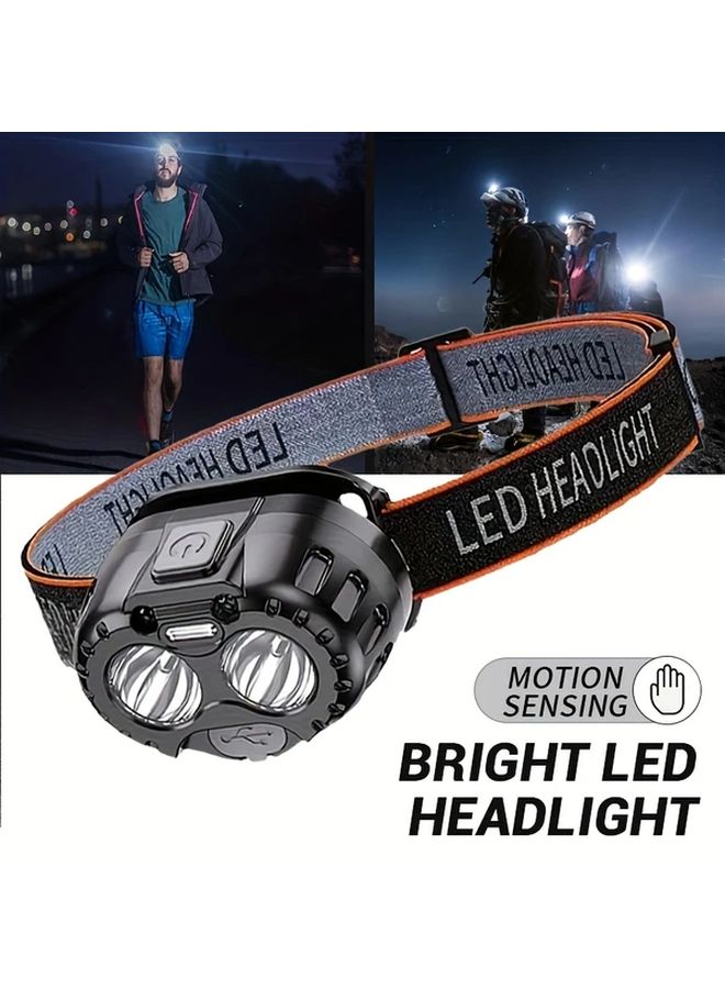USB Rechargeable Motion Sensing Headlamp 1pc Adjustable LED Headlight for Safety Night Activities - Image 3