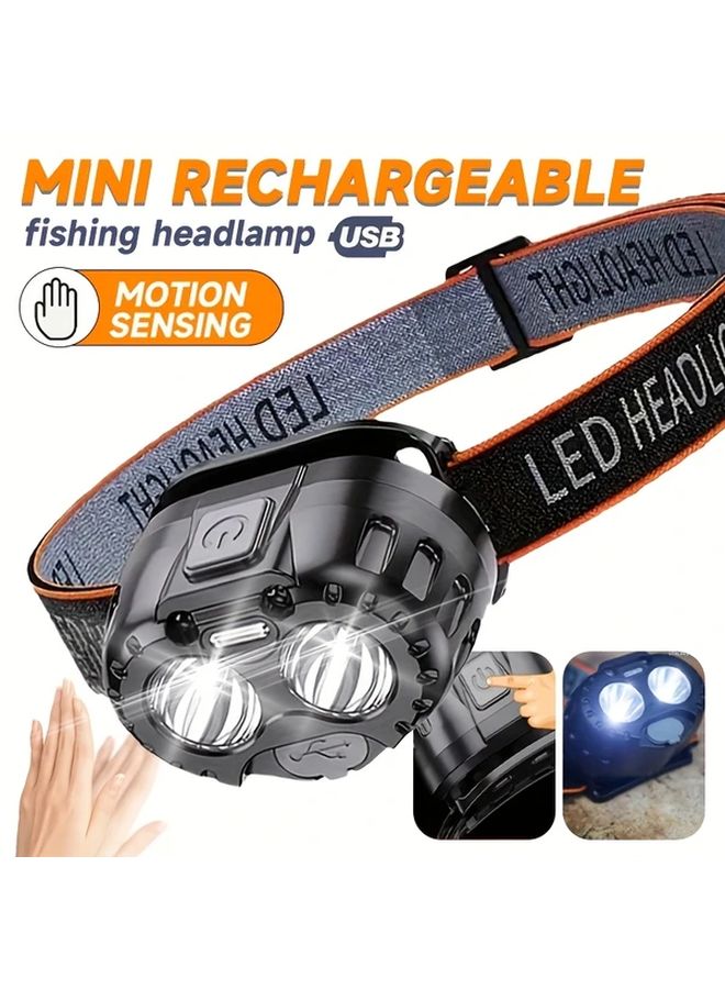 USB Rechargeable Motion Sensing Headlamp 1pc Adjustable LED Headlight for Safety Night Activities - Image 2