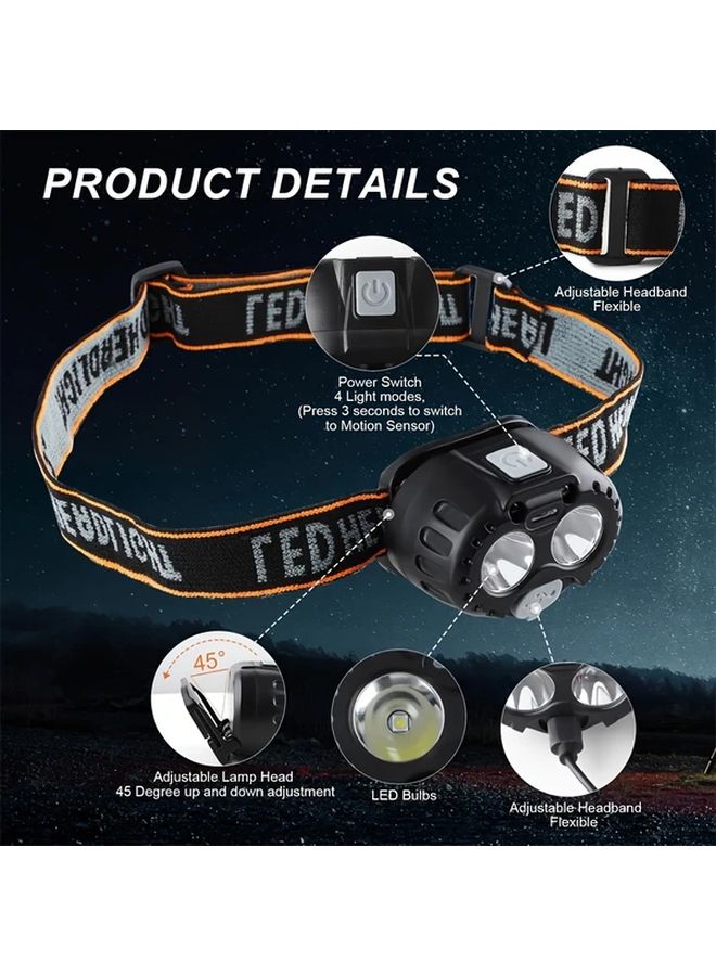 USB Rechargeable Motion Sensing Headlamp 1pc Adjustable LED Headlight for Safety Night Activities - Image 5