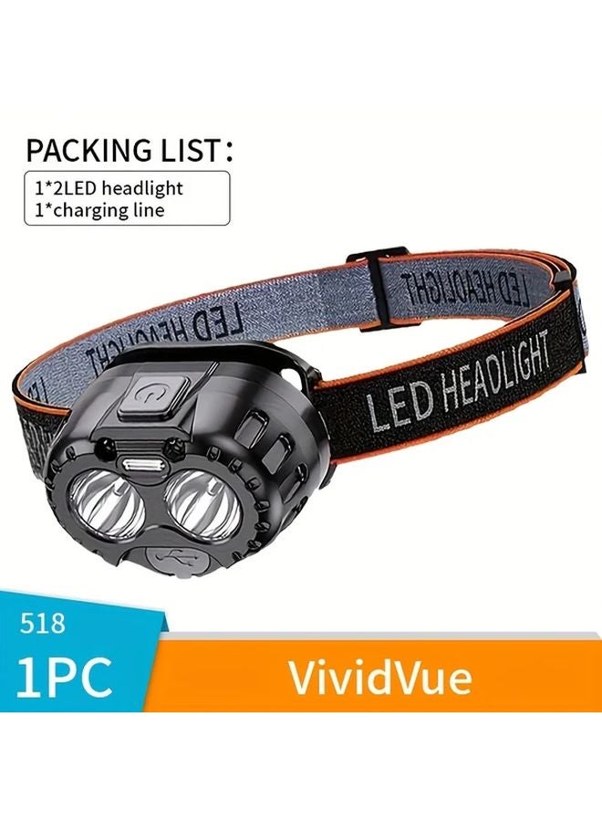 USB Rechargeable Motion Sensing Headlamp 1pc Adjustable LED Headlight for Safety Night Activities - Image 1
