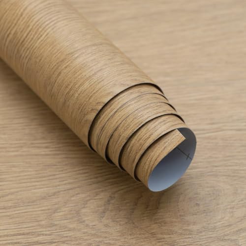 Boobest 15.74“x354” Extra Thick Natural Wood Textured Wallpaper Stick and Peel Brown Wood Contact Paper for Countertops Waterproof Self Stick Wood Vinyl Wall Paper Roll for Kitchen Bedroom Bathroom - Image 1