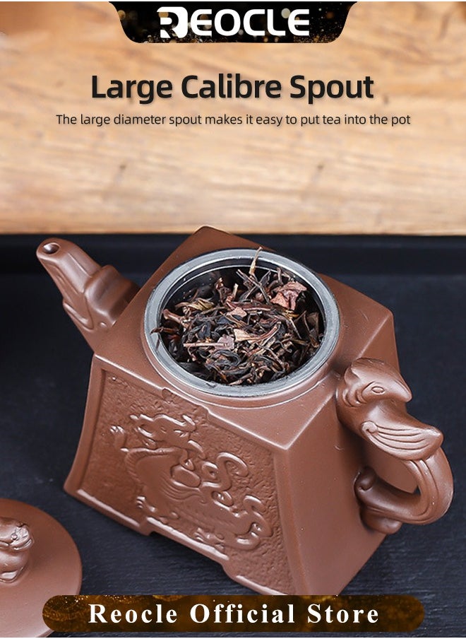 Authentic Yixing Teapot Dragon Tea Pot with Big Capacity Purple Clay Tea Set Kettle Kung Fu Teapot Relief Purple Clay Teapot