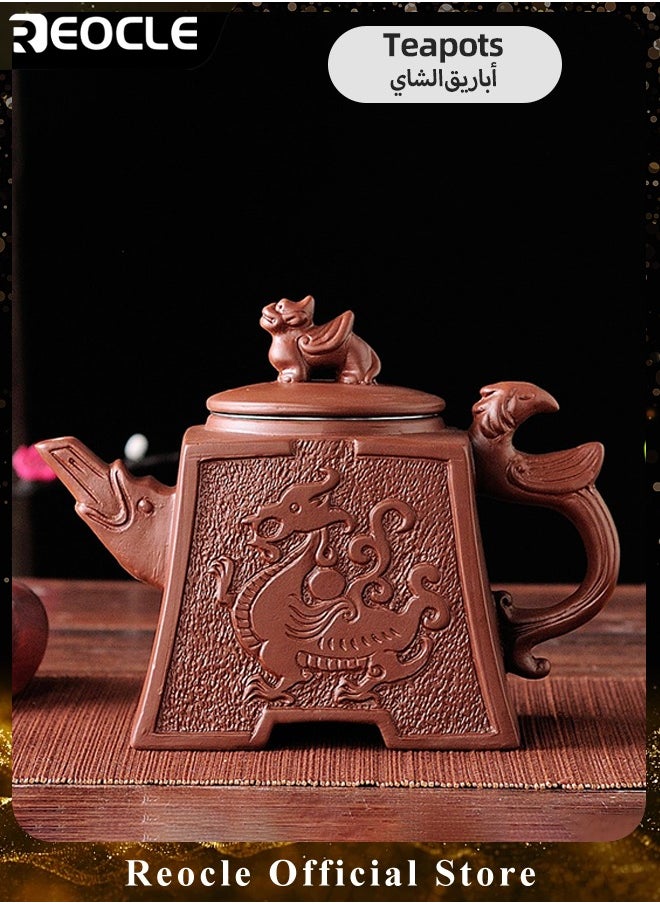 Authentic Yixing Teapot Dragon Tea Pot with Big Capacity Purple Clay Tea Set Kettle Kung Fu Teapot Relief Purple Clay Teapot