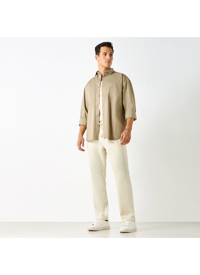 Iconic - Iconic Solid Slim Fit Shirt with Pocket and Long Sleeves - Image 1