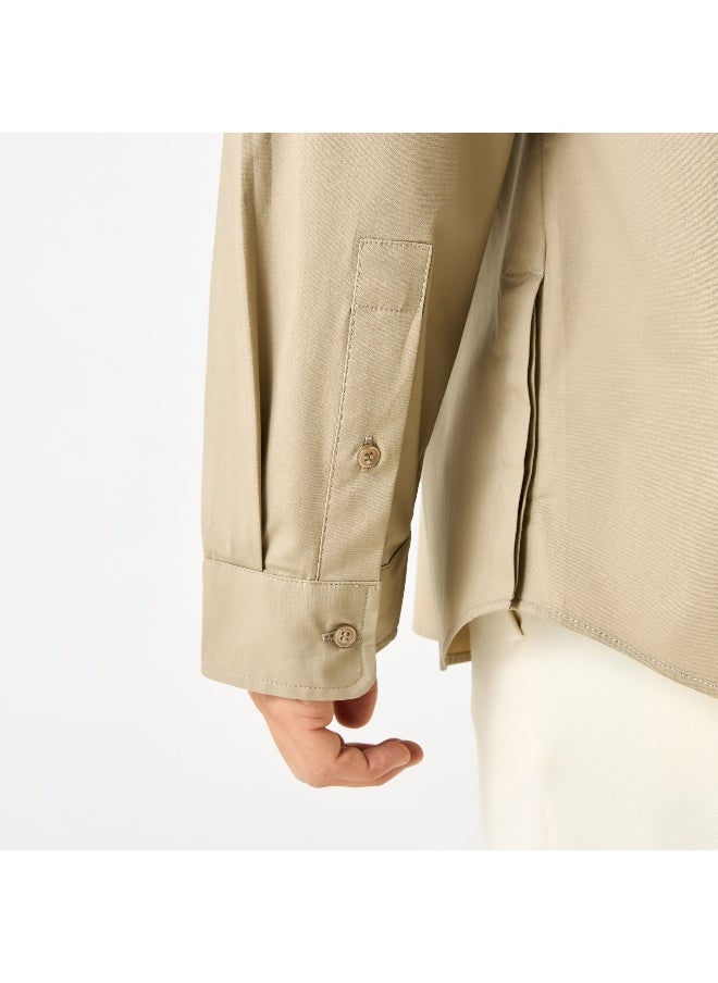 Iconic - Iconic Solid Slim Fit Shirt with Pocket and Long Sleeves - Image 1