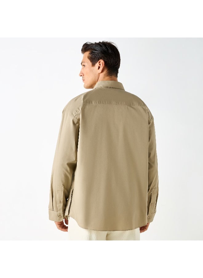 Iconic - Iconic Solid Slim Fit Shirt with Pocket and Long Sleeves - Image 1