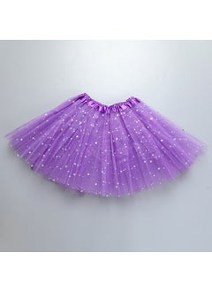 Generic Childrens tutu skirt princess sequins three-layer 6-piece mesh skirt tutu gauze skirt tutu children Dark purple 